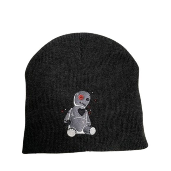 Beanie Hat Gothic Embroidered Beanie Voodoo Doll Theme Hat for Men Hat for Women - Picture 3 of 5